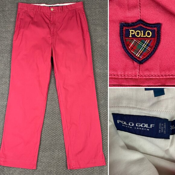 Vintage Ralph Lauren Polo Golf Pants Men's 36 x 32 Salmon Red Chinos 5-Pocket - Picture 1 of 14